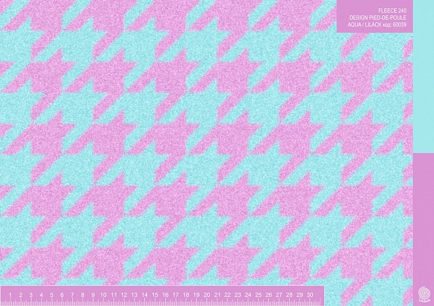 FLEECE 240g/m2 DESIGN PIED-DE-POULE AQUA/LILACK