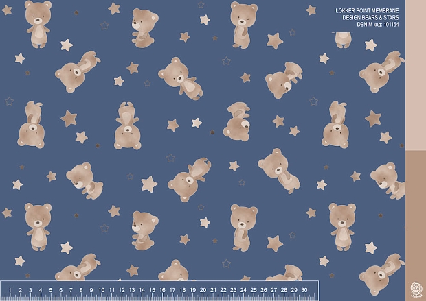 LOKKER POINT MEMBRANE DESIGN BEARS & STARS DENIM