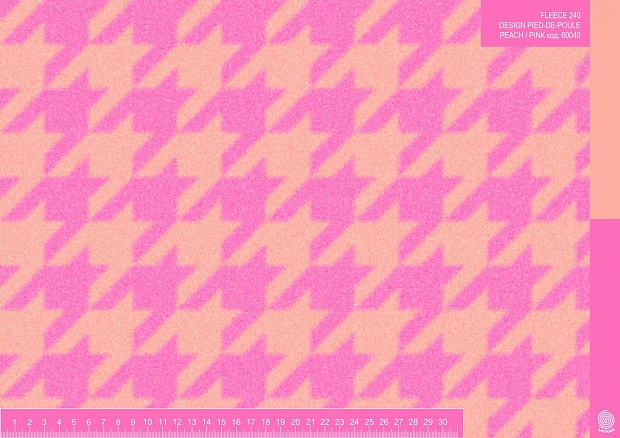 FLEECE 240g/m2 DESIGN PIED-DE-POULE PEACH/PINK