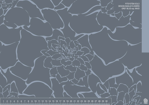 FITSYSTEM SOLO DESIGN DAHLIA FLOWERS GREY BLUE